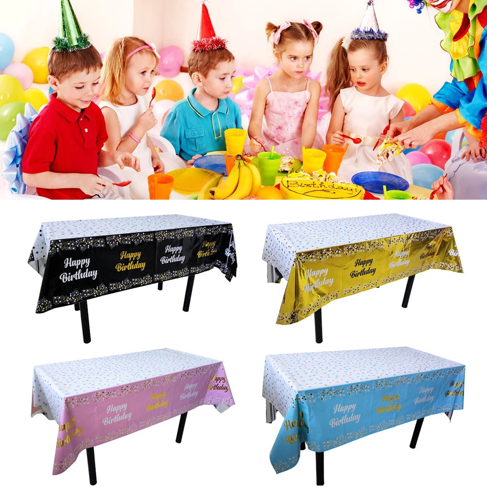 Rectangular Disposable Birthday Tablecloth Plastic Waterproof Tablecloth for Dinning Table 1st Birthday Decoration Baby Shower