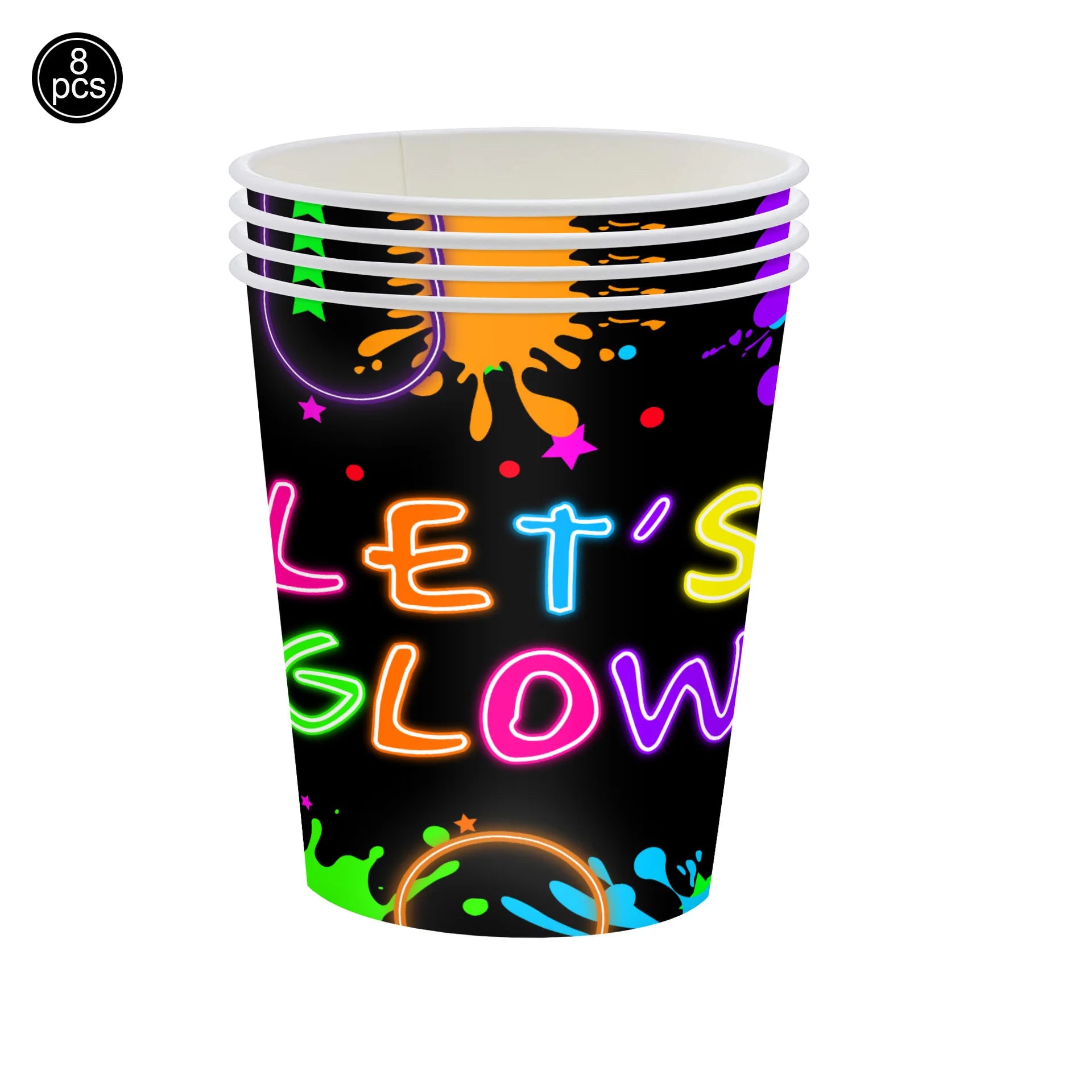 Neon Party Tableware Tablecloths Cups Plates Banner Napkins straws Balloons Neon Glow Birthday Party Decoration Supplies