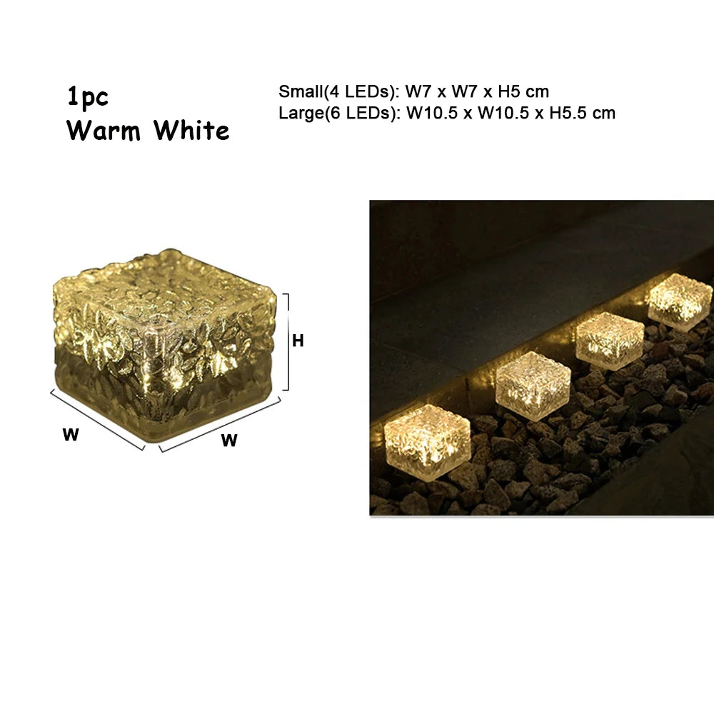 Solar Brick Lights Landscape Path Light Garden Decoration Yard Road Lighting Recessed Paver for Garden, Pathway, Patio, Walkway