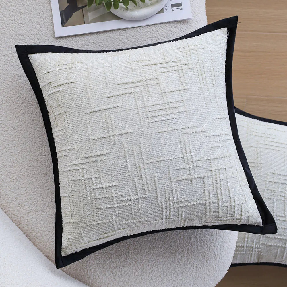 White Pillow Covers 18x18 Ultra Soft Chenille Throw Pillow Cover for Sofa Living Room Modern Decorative Cushion Cover Room Decor