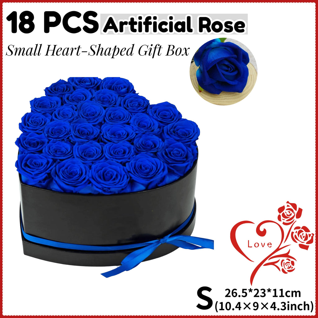 12/18/24PCS Preserved Flowers Rose Heart Shape Box Round Forever Flowers Eternal Valentine's Day Birthday Mother's Gifts For Her