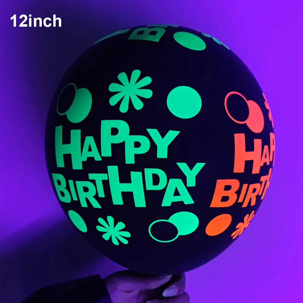 Neon Party Tableware Tablecloths Cups Plates Banner Napkins straws Balloons Neon Glow Birthday Party Decoration Supplies