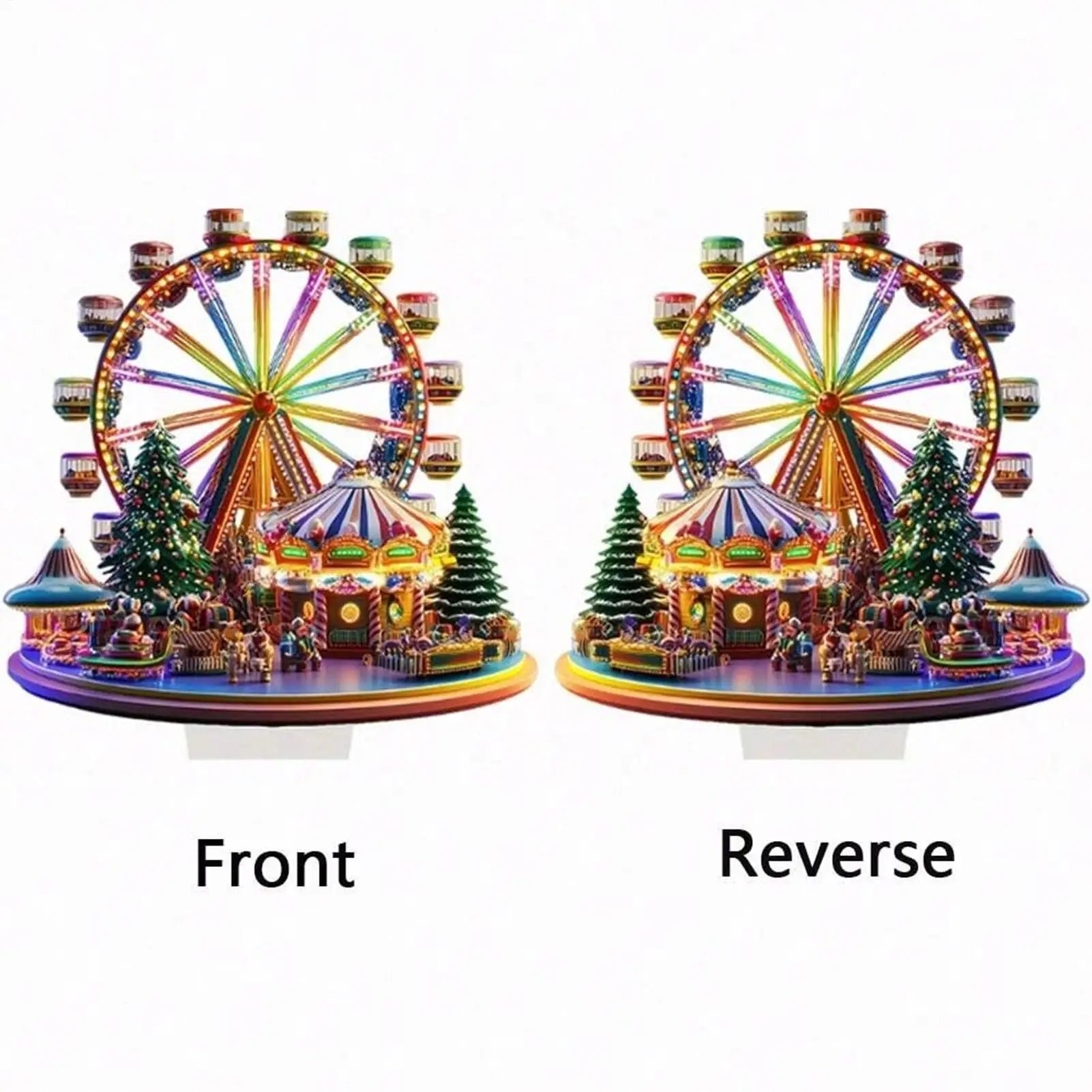 Christmas Village Ferris Wheel 2D Acrylic Holiday Figurines Ferris Wheel Christmas Ornament for Thanksgiving Birthday Offices