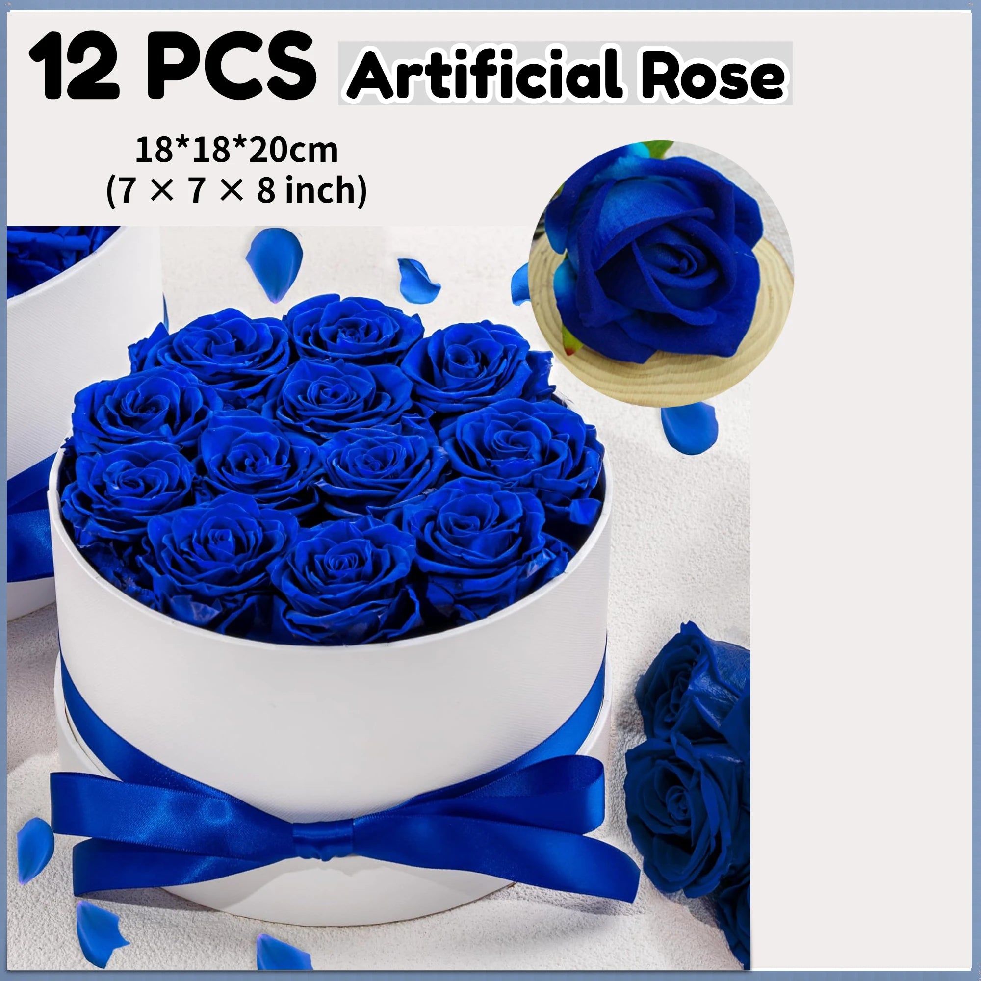 12/18/24PCS Preserved Flowers Rose Heart Shape Box Round Forever Flowers Eternal Valentine's Day Birthday Mother's Gifts For Her