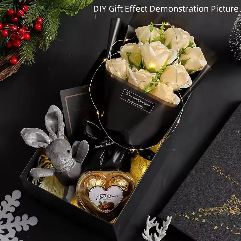 9 Heads Soap Flower Rose Bouquet Artificial Flower for Christmas Wedding Birthday Party Mother’s Day DIY Gift Home Decoration