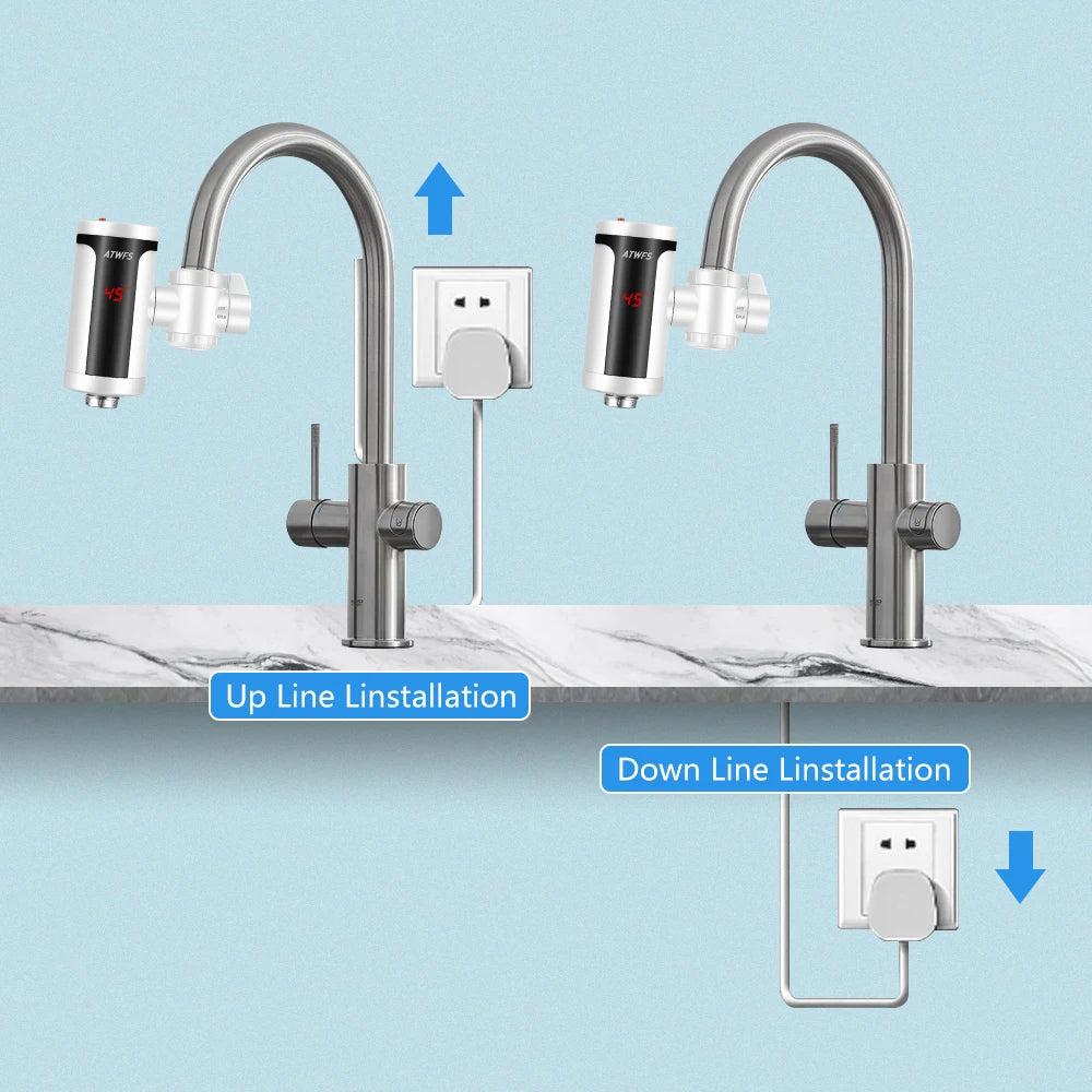 ATWFS 3300W Instant Hot Water Tap Electric Faucet Modern Instant Water Heating Faucet Kitchen Water Heater