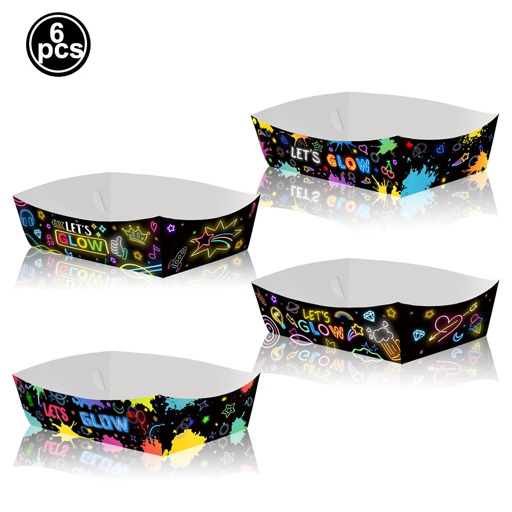 Neon Party Tableware Tablecloths Cups Plates Banner Napkins straws Balloons Neon Glow Birthday Party Decoration Supplies