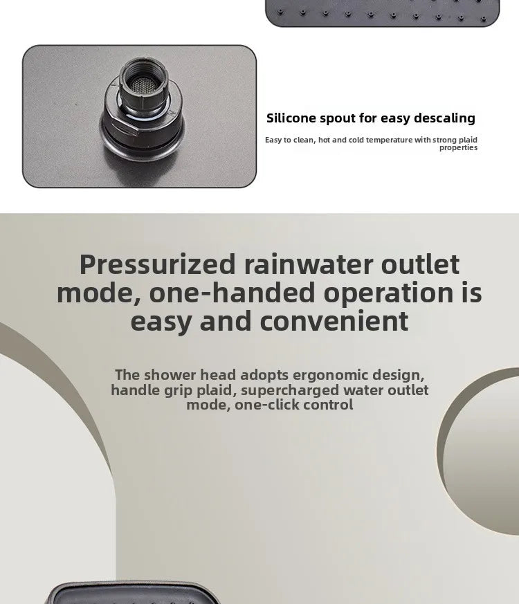 Grey shower Set Four-Function Smart Digital Display Shower System Rainfall Pressurized Wall-mounted Piano Key Shower Faucet Set