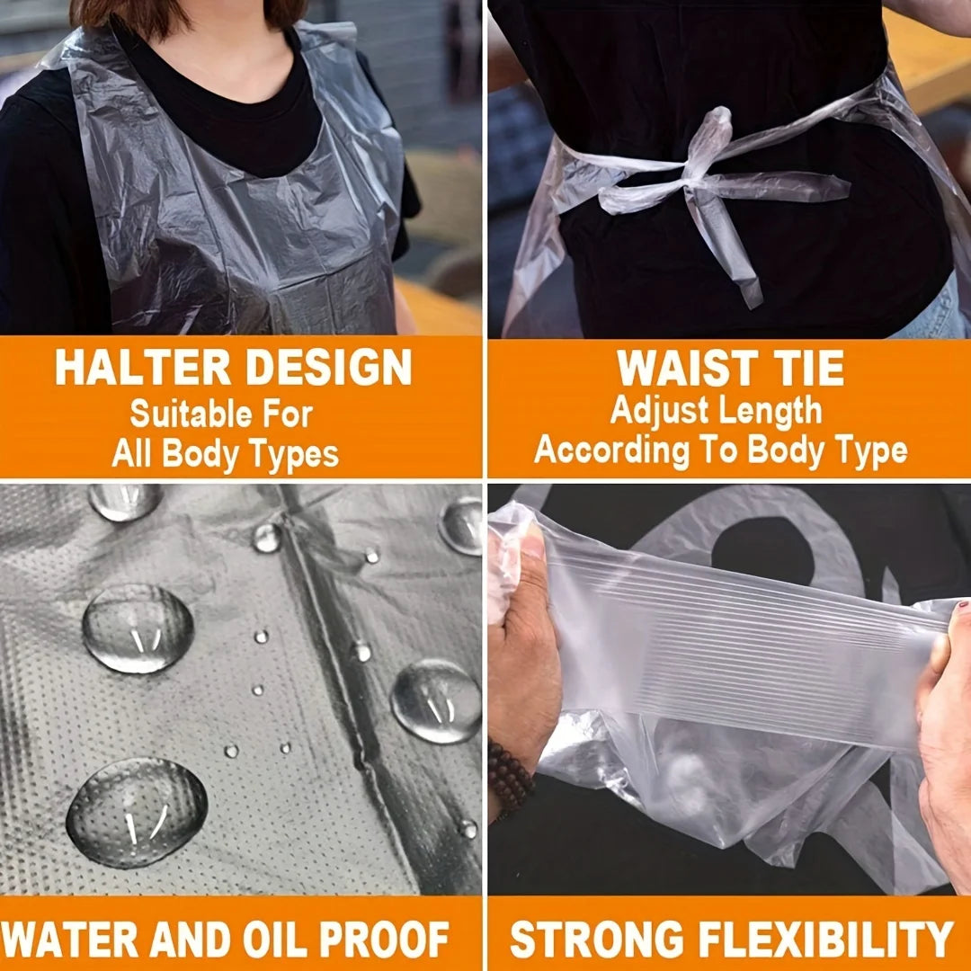 25/50/100pcs Adult Disposable Apron Multifuctional Transparent Clothing Anti Pollution Clothing Clean Cover Cape Cloth Apron