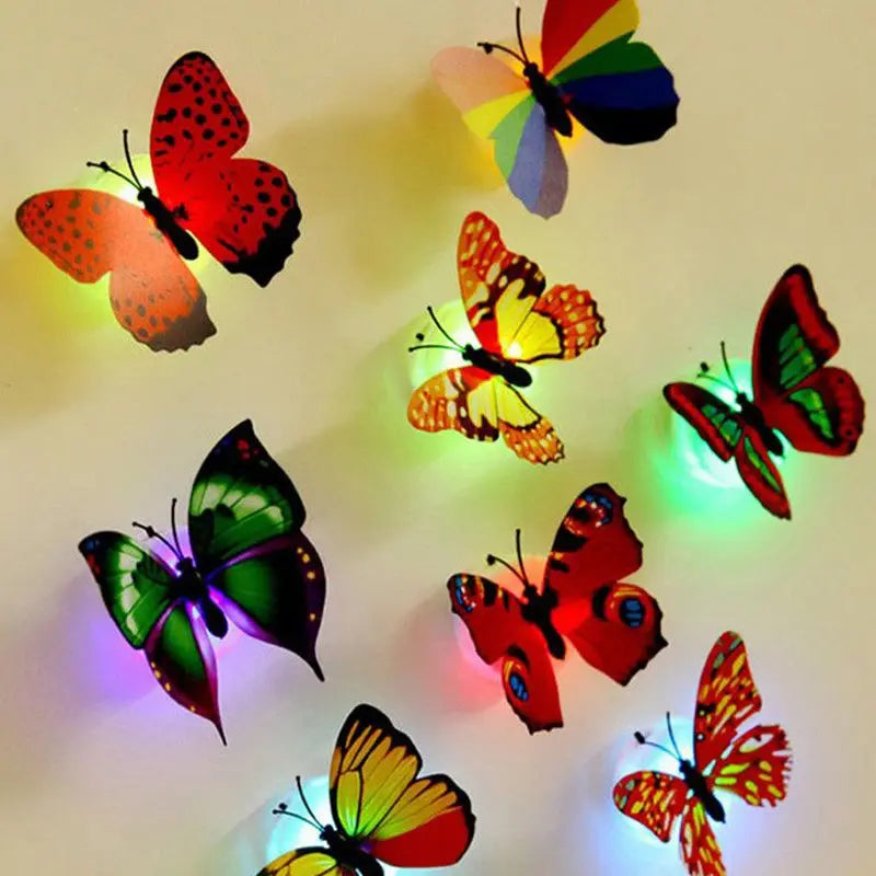 Ranpo Hot Butterfly Night Light Creative Funny Colorful Glowing Butterfly Light Stickable Diy LED House Decorative Wall Lights