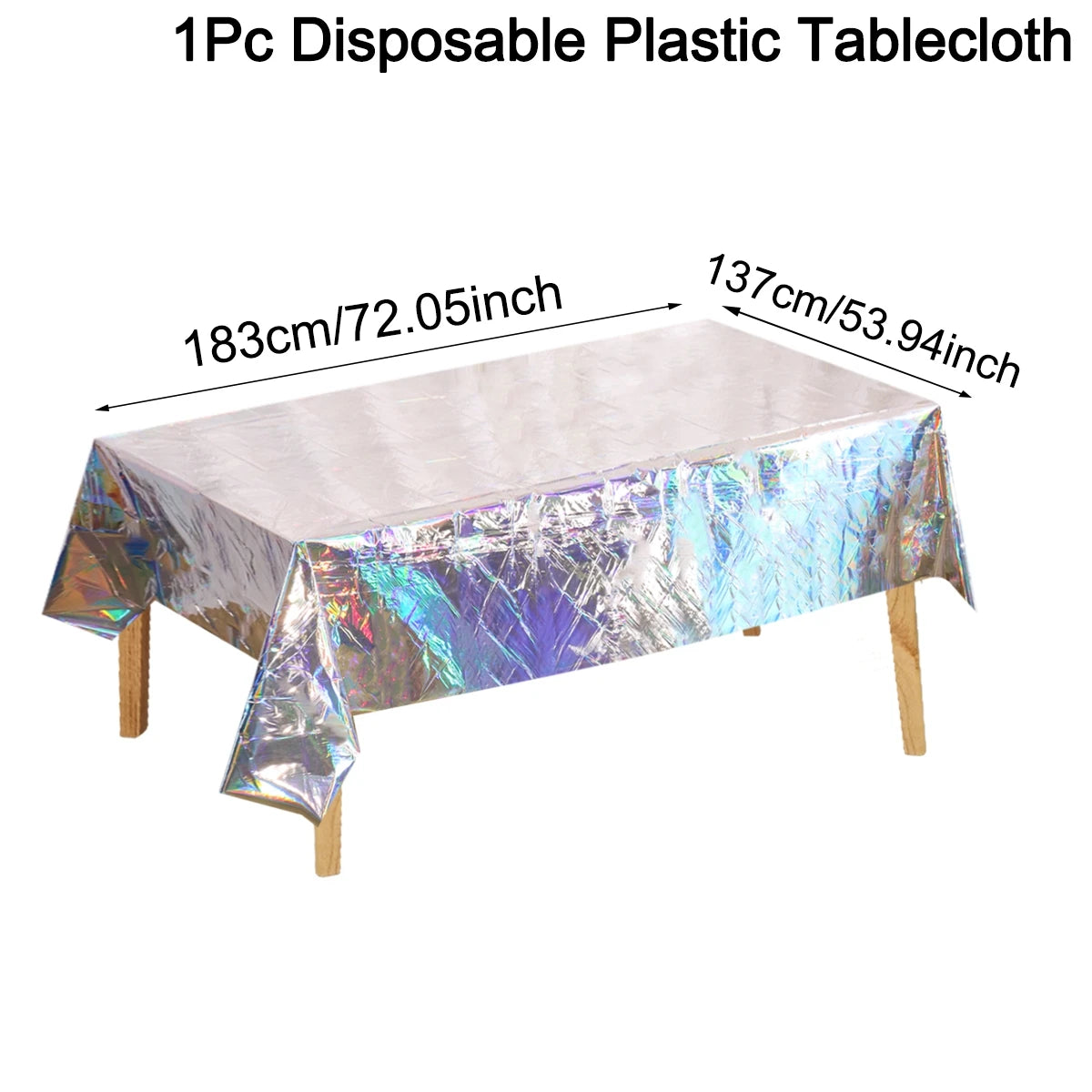 Laser Rainbow Theme Party Disposable Plastic Tablecloth Rectangular Mantel Table Cover for Birthday Wedding Home Decor Supplies