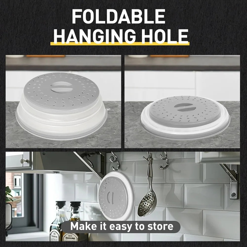 Microwave Splash Guard, Foldable Microwave Cover with Hook and Hole, Splash Guard for Plates and Bowls, Kitchen Tools, BPA Free