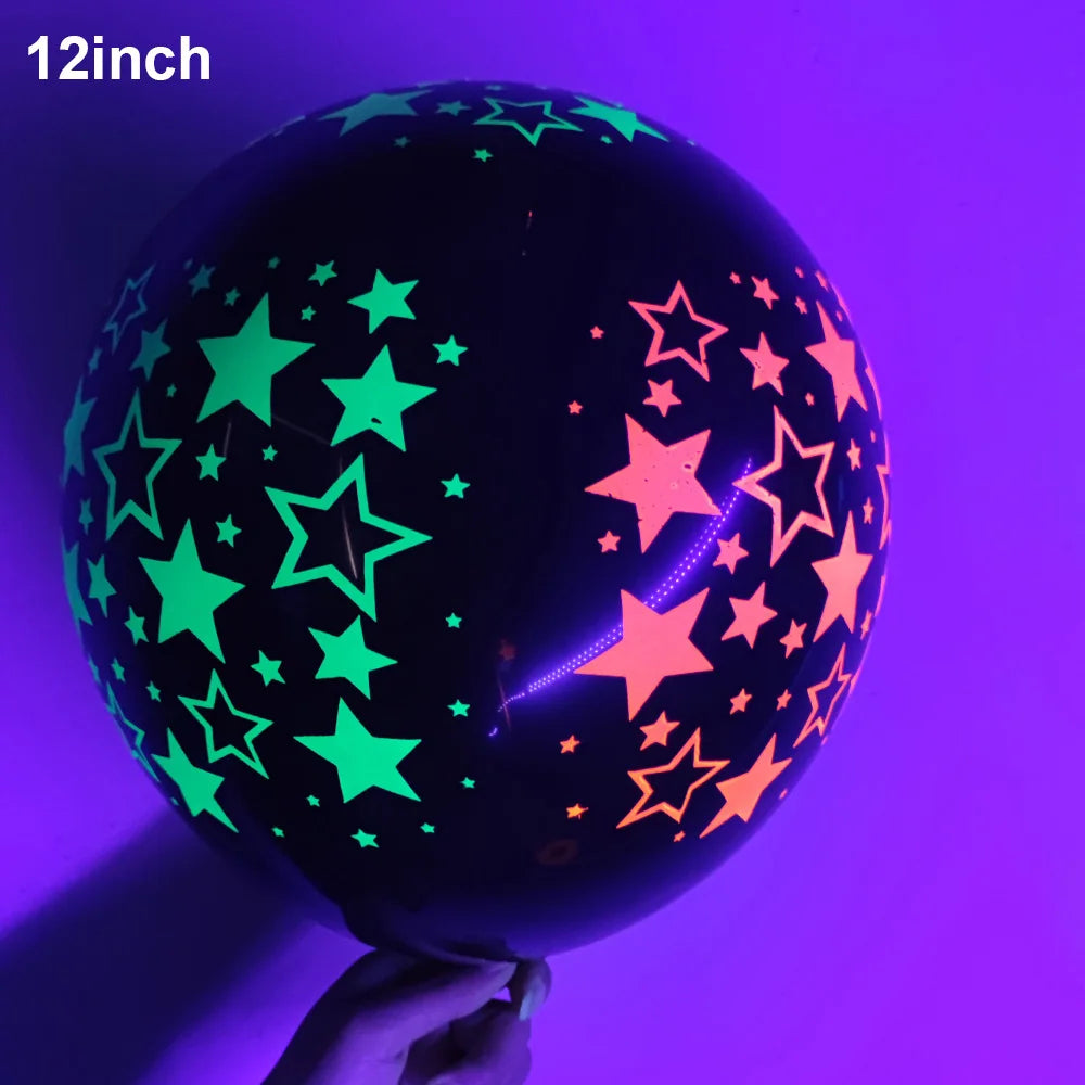Neon Party Tableware Tablecloths Cups Plates Banner Napkins straws Balloons Neon Glow Birthday Party Decoration Supplies