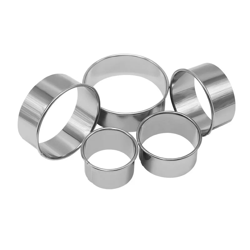 5PCS Round Stainless Steel Biscuit Mold Dumpling Skin Cutting Mold DIY Biscuit Pastry Cake Baking Tools Kitchen Baking Gadget