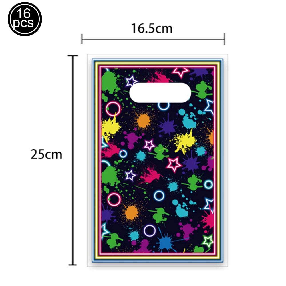 Neon Party Tableware Tablecloths Cups Plates Banner Napkins straws Balloons Neon Glow Birthday Party Decoration Supplies