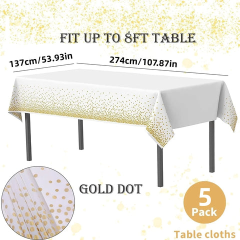 5pcs Premium Disposable Table Cloth Table Cloths for Parties Decorative Tablecloths for Rectangle Tables，Disposable Tablecloths