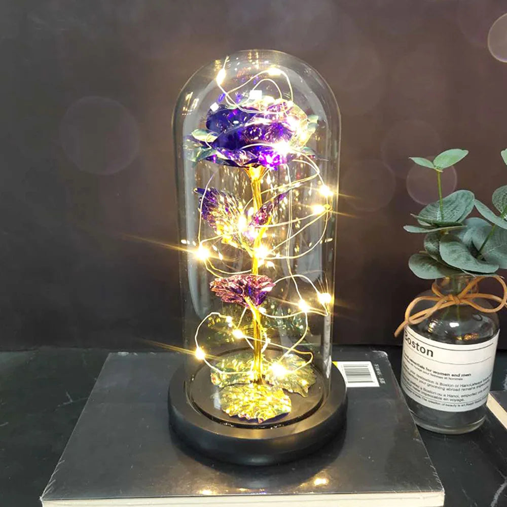 Valentine's Day Gift for Girlfriend Eternal Rose LED Light Flower Luminous Decoration Wedding Decor Creative Mother's Gifts