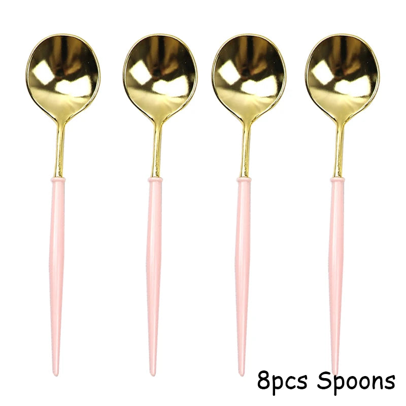 Pink Foil Gold Disposable Paper Plate Birthday Cups Straw For Kids Birthday Baby Shower Baptism Party Wedding Decor Tableware