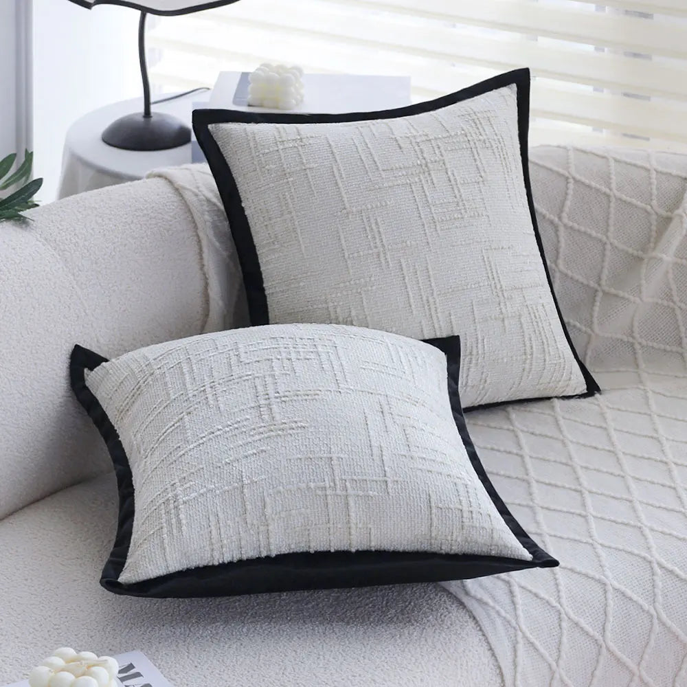 White Pillow Covers 18x18 Ultra Soft Chenille Throw Pillow Cover for Sofa Living Room Modern Decorative Cushion Cover Room Decor