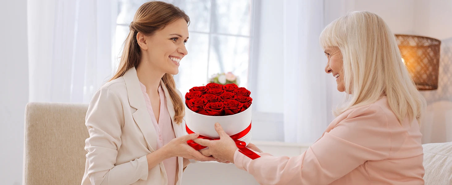 12/18/24PCS Preserved Flowers Rose Heart Shape Box Round Forever Flowers Eternal Valentine's Day Birthday Mother's Gifts For Her