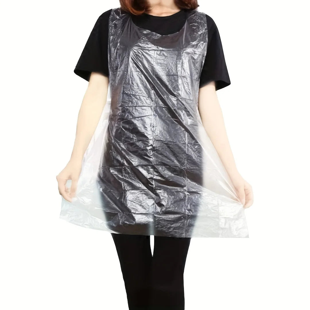 25/50/100pcs Adult Disposable Apron Multifuctional Transparent Clothing Anti Pollution Clothing Clean Cover Cape Cloth Apron
