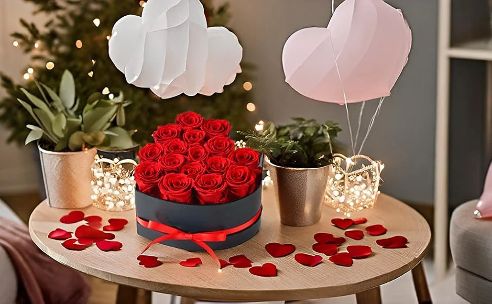 12/18/24PCS Preserved Flowers Rose Heart Shape Box Round Forever Flowers Eternal Valentine's Day Birthday Mother's Gifts For Her