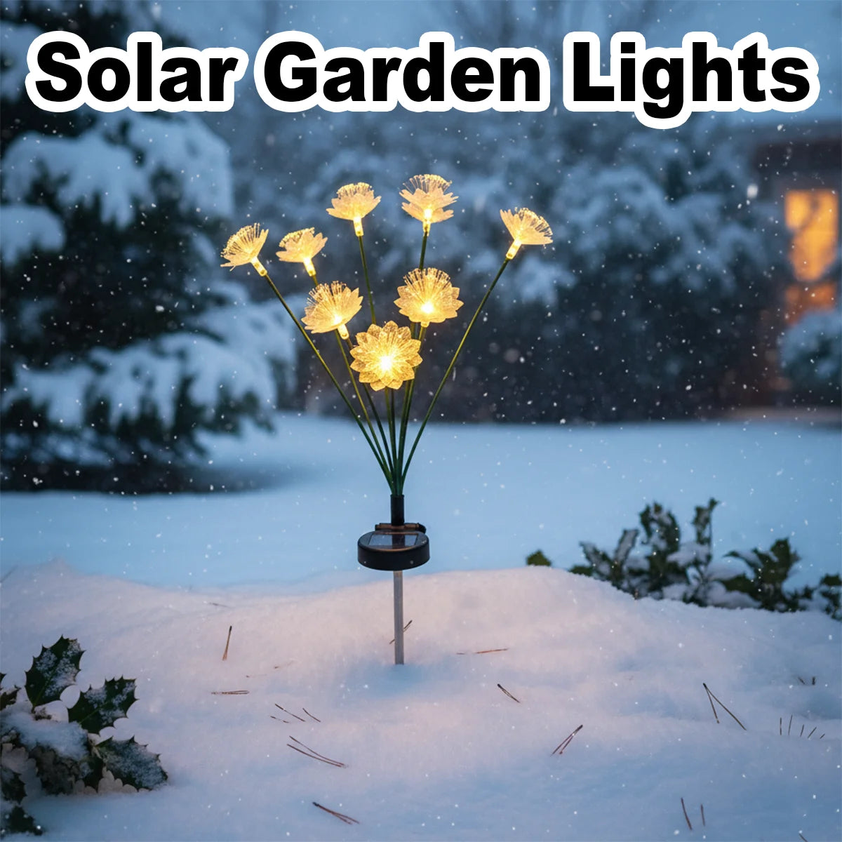 Solar Flower Garden Light Outdoor Lights For Yard Landscape Lighting Pathway Outside Powered Led Fiber Optic Driveway Waterproof