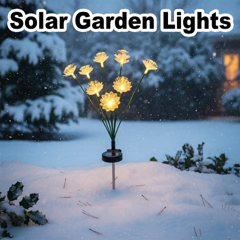 Solar Flower Garden Light Outdoor Lights For Yard Landscape Lighting Pathway Outside Powered Led Fiber Optic Driveway Waterproof