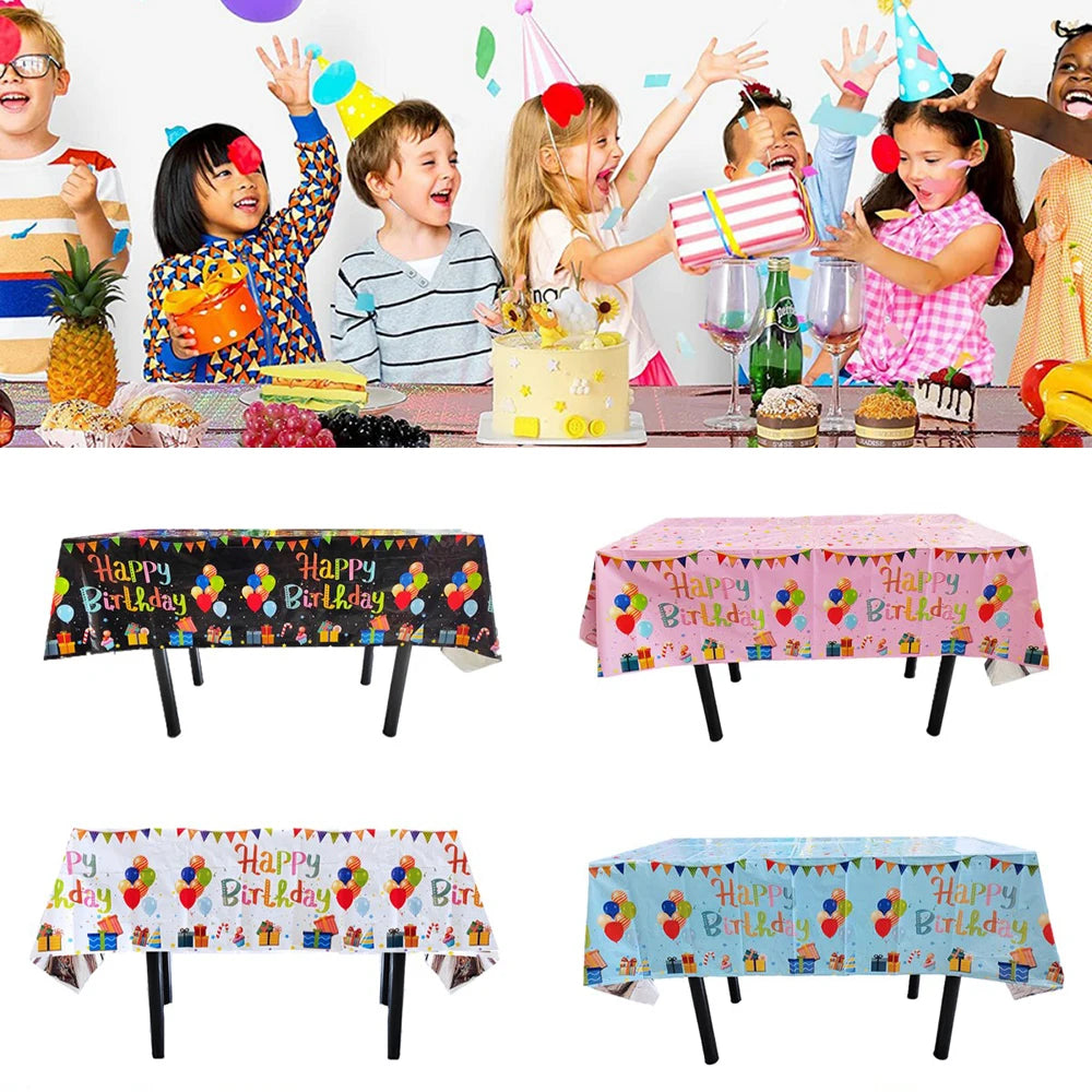 Rectangular Disposable Birthday Tablecloth Plastic Waterproof Tablecloth for Dinning Table 1st Birthday Decoration Baby Shower
