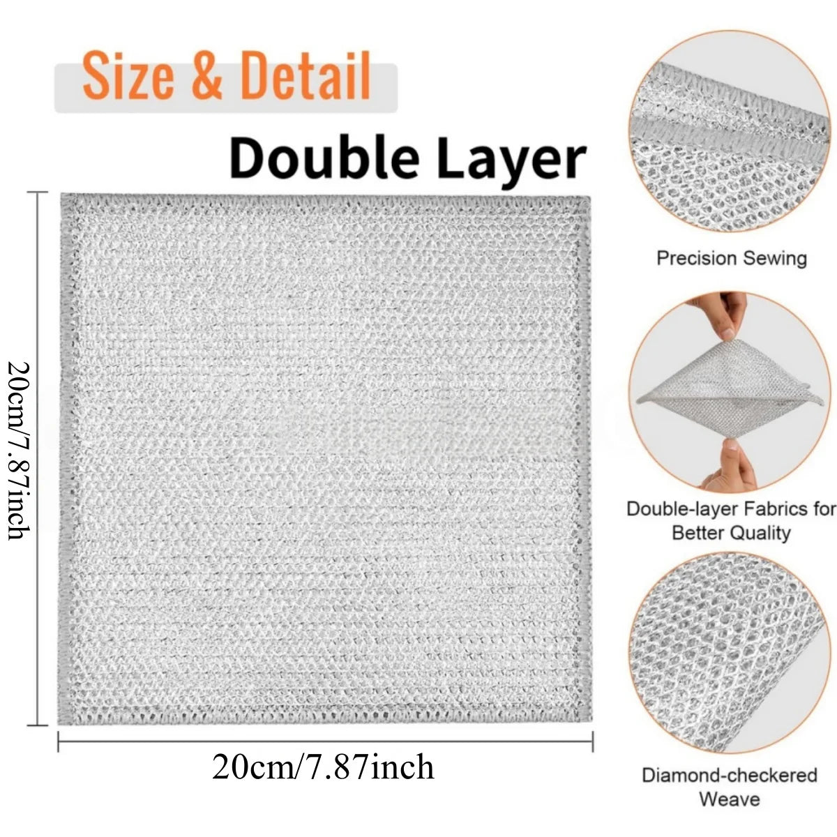 5-20PCS Magic Cleaning Cloth Thickened Double -sided Metal Steel Wire Rags Kitchen Dish Pot Washdishing Cloths Towel Clean Tools