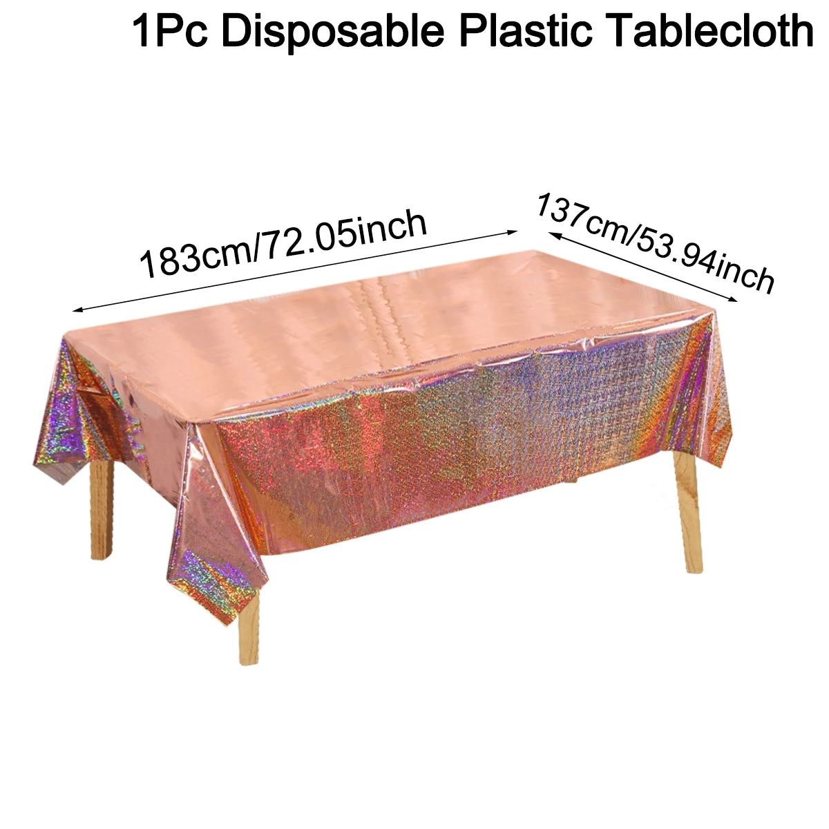 Laser Rainbow Theme Party Disposable Plastic Tablecloth Rectangular Mantel Table Cover for Birthday Wedding Home Decor Supplies