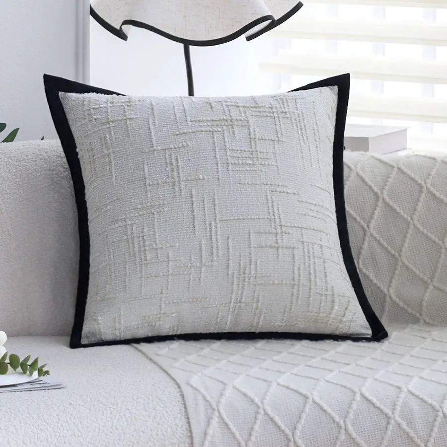 White Pillow Covers 18x18 Ultra Soft Chenille Throw Pillow Cover for Sofa Living Room Modern Decorative Cushion Cover Room Decor