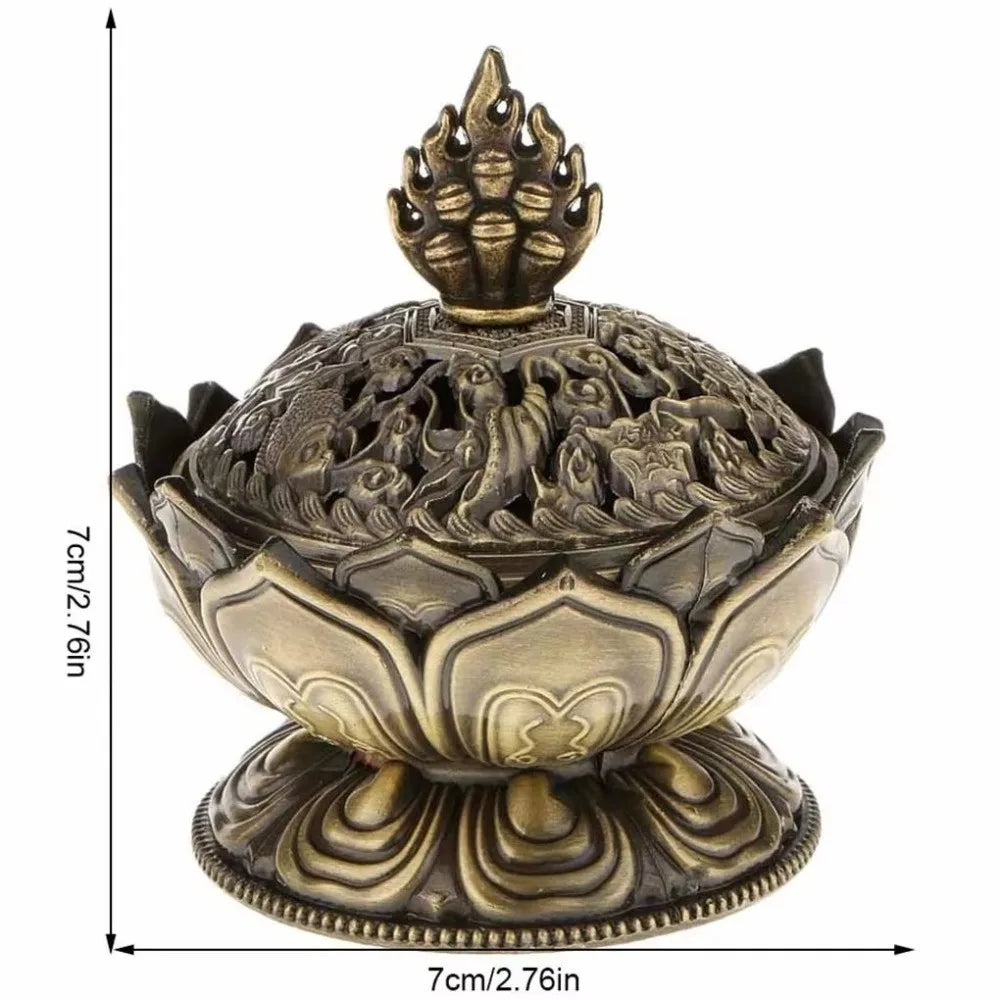 Chinese Lotus Flower Incense Burner Incense Tools Home Office Decoration Alloy Handmade Censer Brass Single Layer