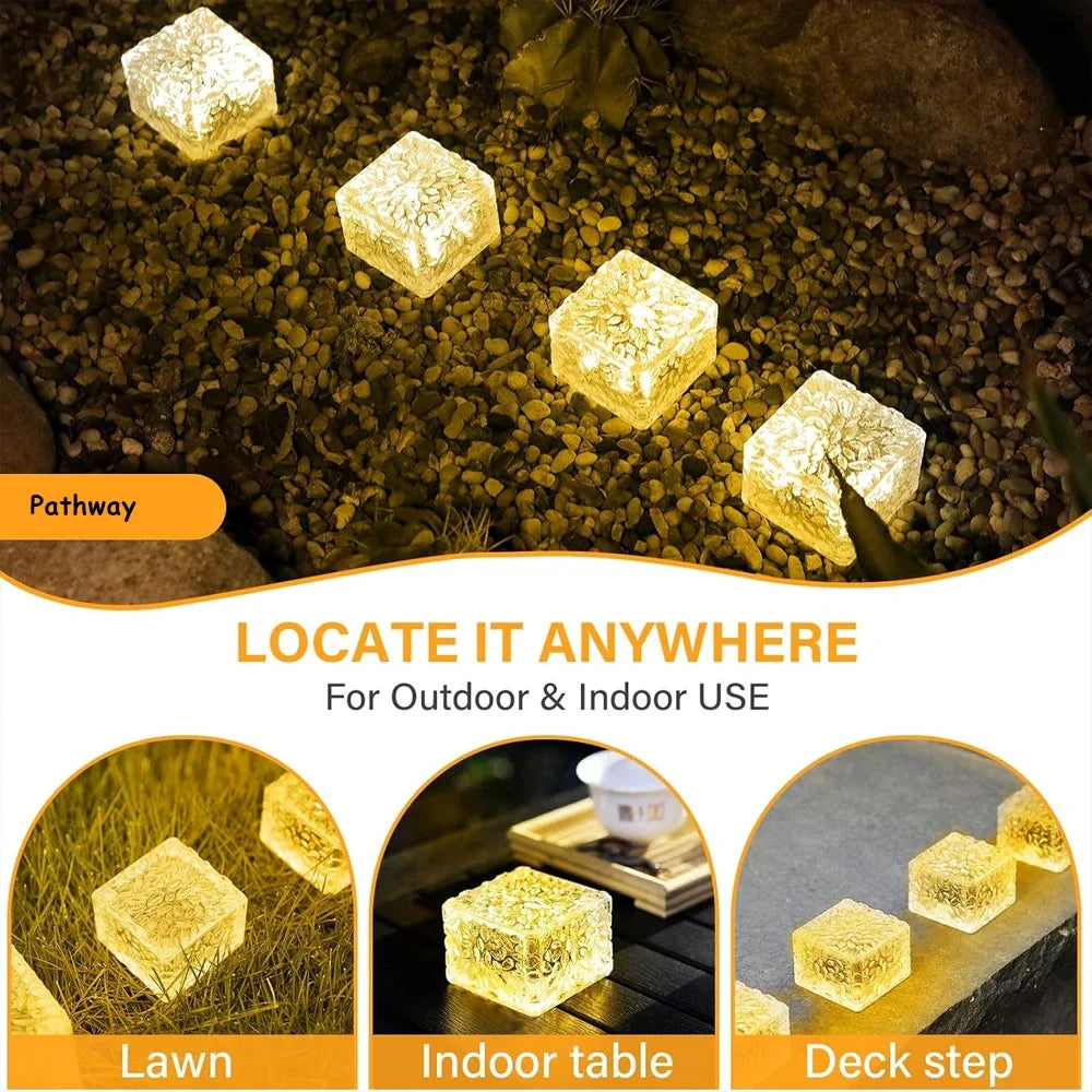 Solar Brick Lights Landscape Path Light Garden Decoration Yard Road Lighting Recessed Paver for Garden, Pathway, Patio, Walkway