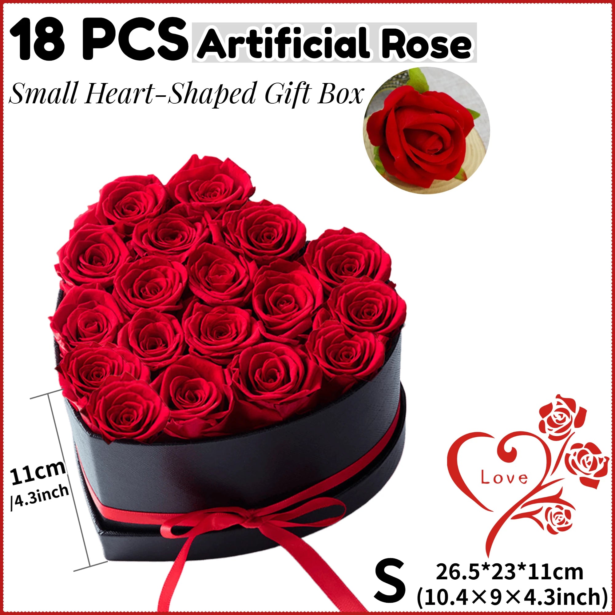 12/18/24PCS Preserved Flowers Rose Heart Shape Box Round Forever Flowers Eternal Valentine's Day Birthday Mother's Gifts For Her