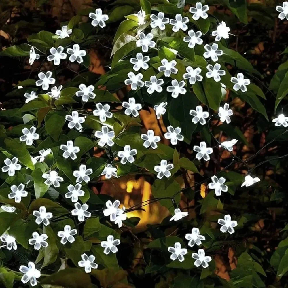 Solar Cherry Garden Flower LightsBattery-operated Garland Solar Outdoor Waterproof Lawn Pathway Christmas Decoration 2025