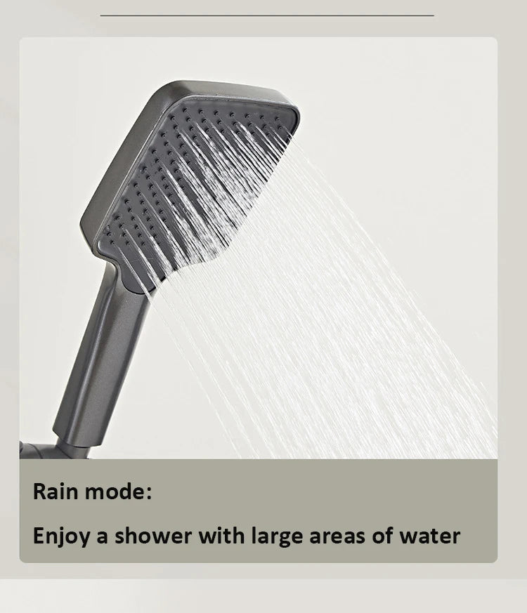 Grey shower Set Four-Function Smart Digital Display Shower System Rainfall Pressurized Wall-mounted Piano Key Shower Faucet Set
