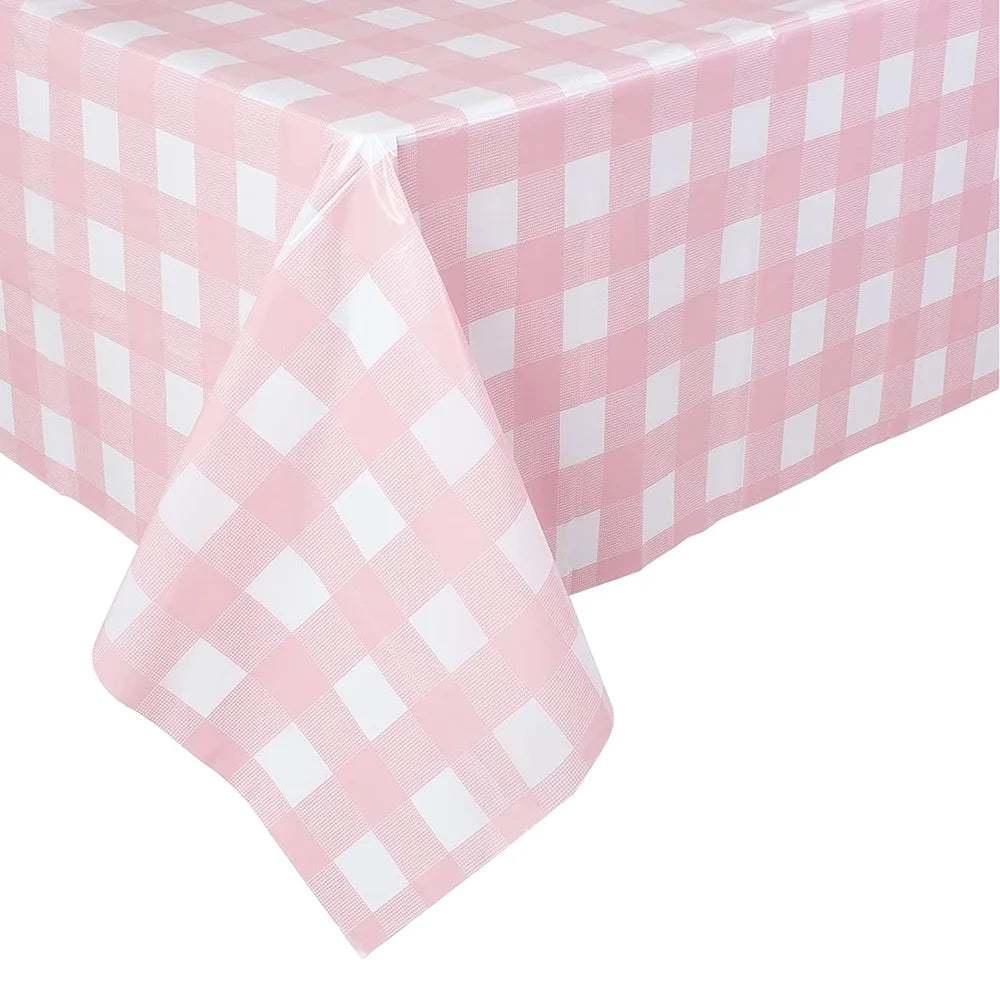 Red Black Checkered Disposable Tablecloth Wedding Birthday Party Indoor Outdoor Picnic Table Cover Plastic Waterproof Tablecloth