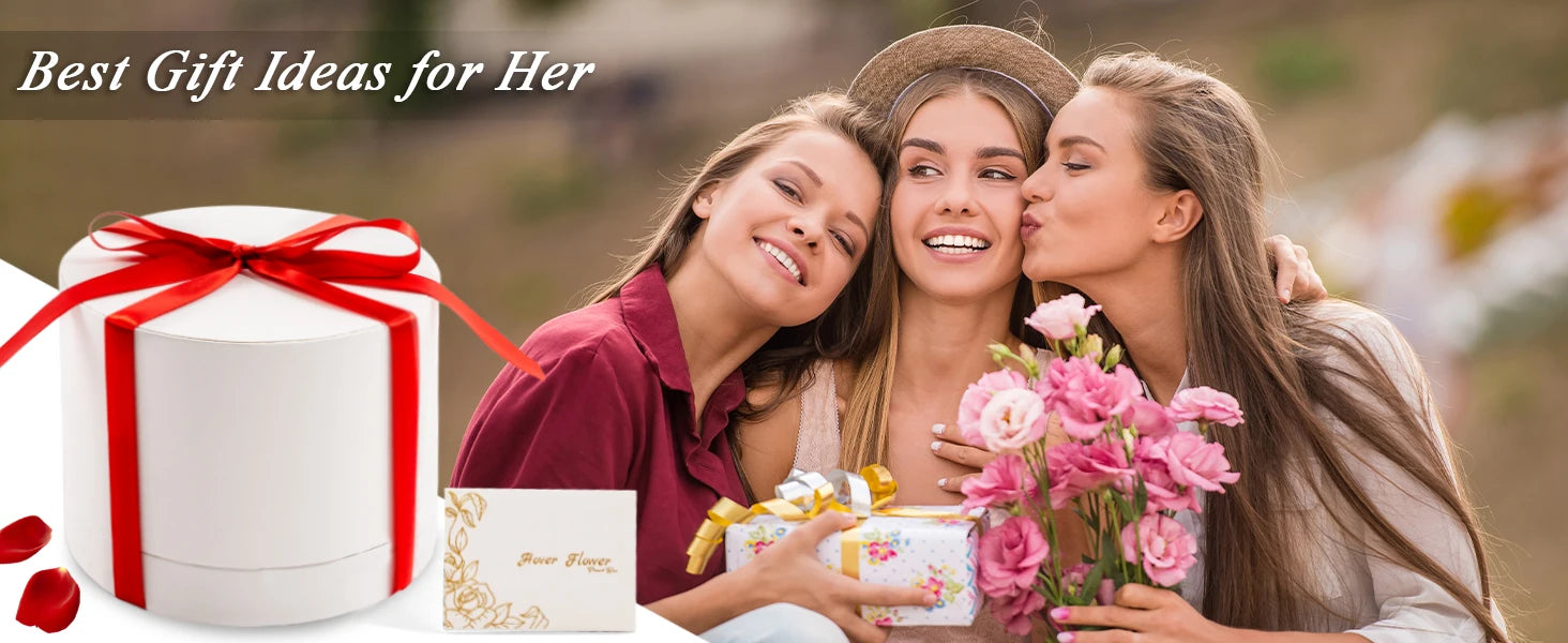 12/18/24PCS Preserved Flowers Rose Heart Shape Box Round Forever Flowers Eternal Valentine's Day Birthday Mother's Gifts For Her