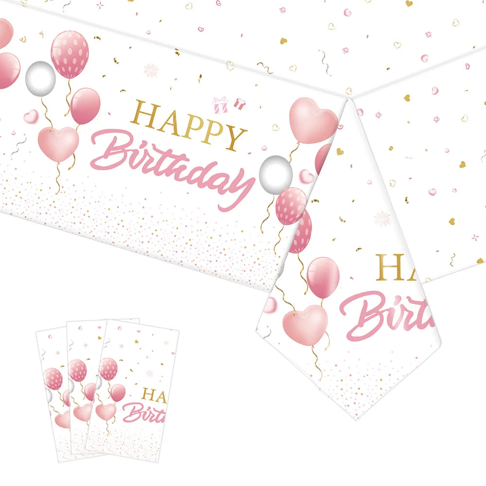 Rectangular Disposable Birthday Tablecloth Plastic Waterproof Tablecloth for Dinning Table 1st Birthday Decoration Baby Shower