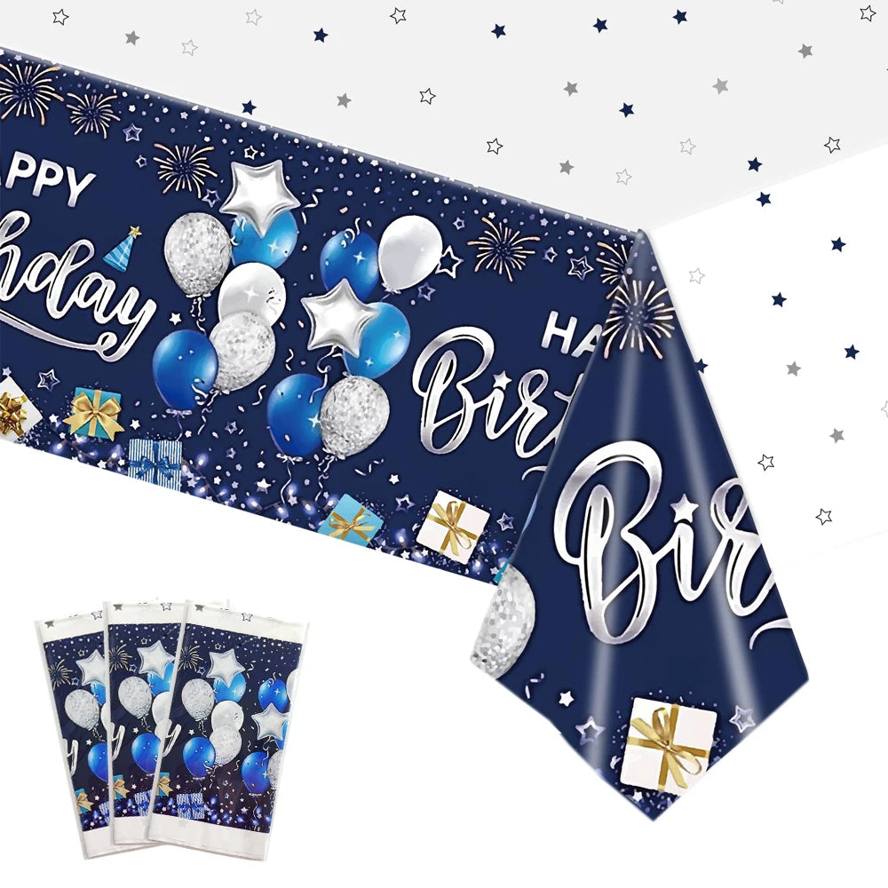 Rectangular Disposable Birthday Tablecloth Plastic Waterproof Tablecloth for Dinning Table 1st Birthday Decoration Baby Shower