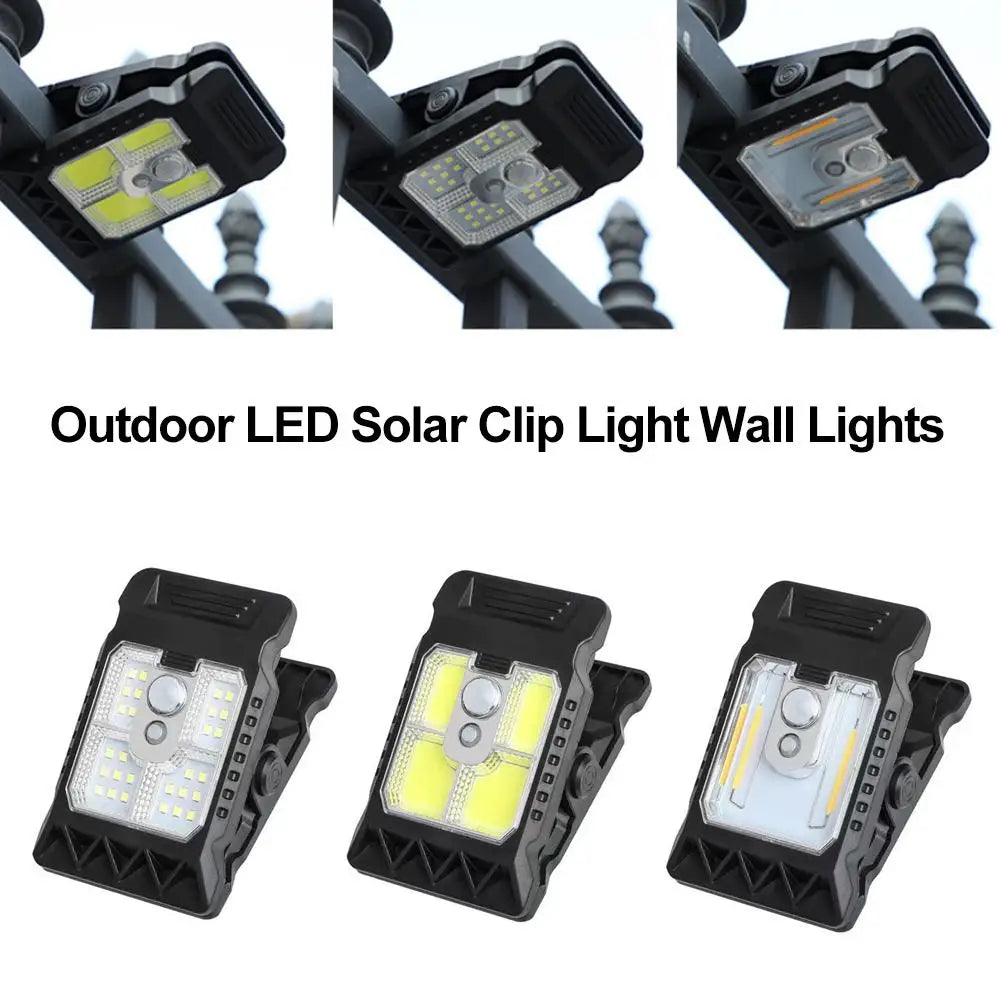 Portable Waterproof Motion Sensor Lamp Outdoor LED Solar Clip Light Household Garden Wall Lights For Yard Fences Balconies