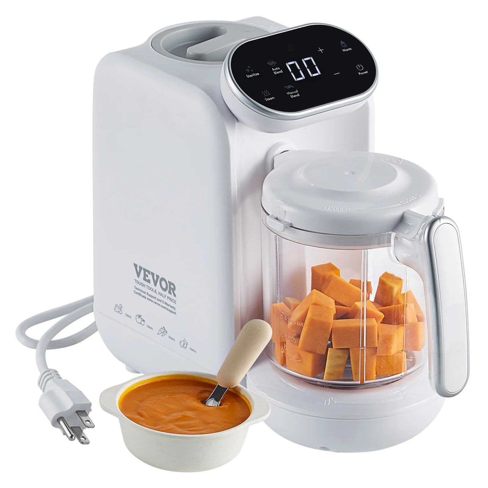 SucceBuy Baby Food Maker 430W with 750 ml Tritan Bowl SUS304 5 in 1 Blender Steamer Grinder for Food Fruit Vegetable Meat