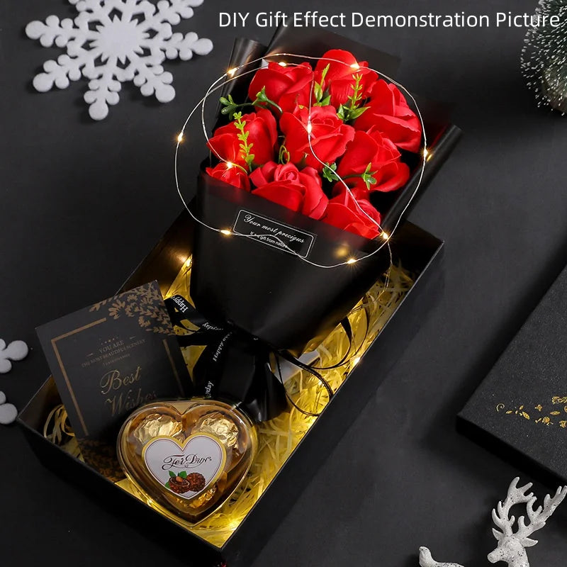 9 Heads Soap Flower Rose Bouquet Artificial Flower for Christmas Wedding Birthday Party Mother’s Day DIY Gift Home Decoration