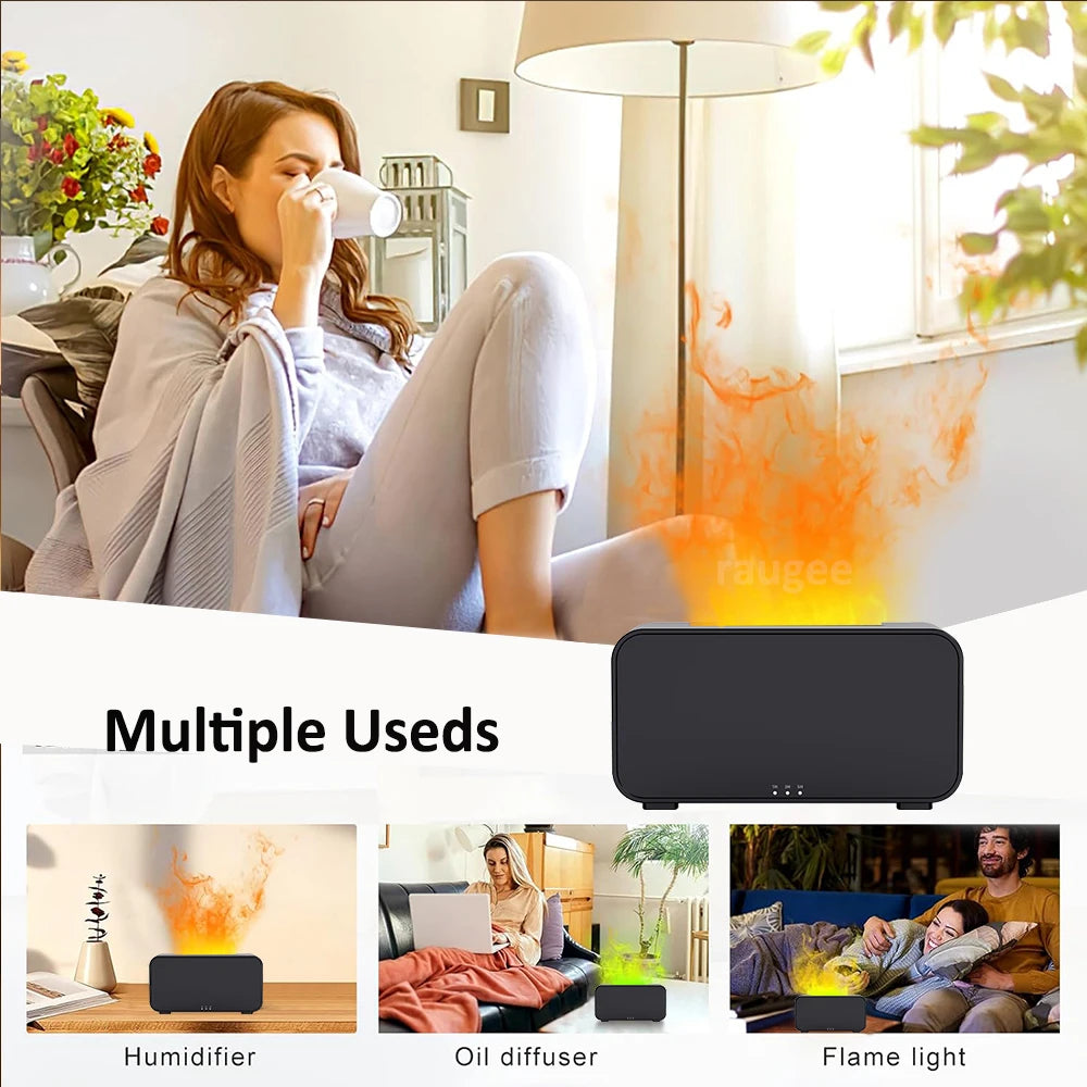 Aroma Diffuser Mini 7 Colorful Flame Air Humidifier Add Essential Oil Aromatherapy with Timing Setting for Home Bedroom Office