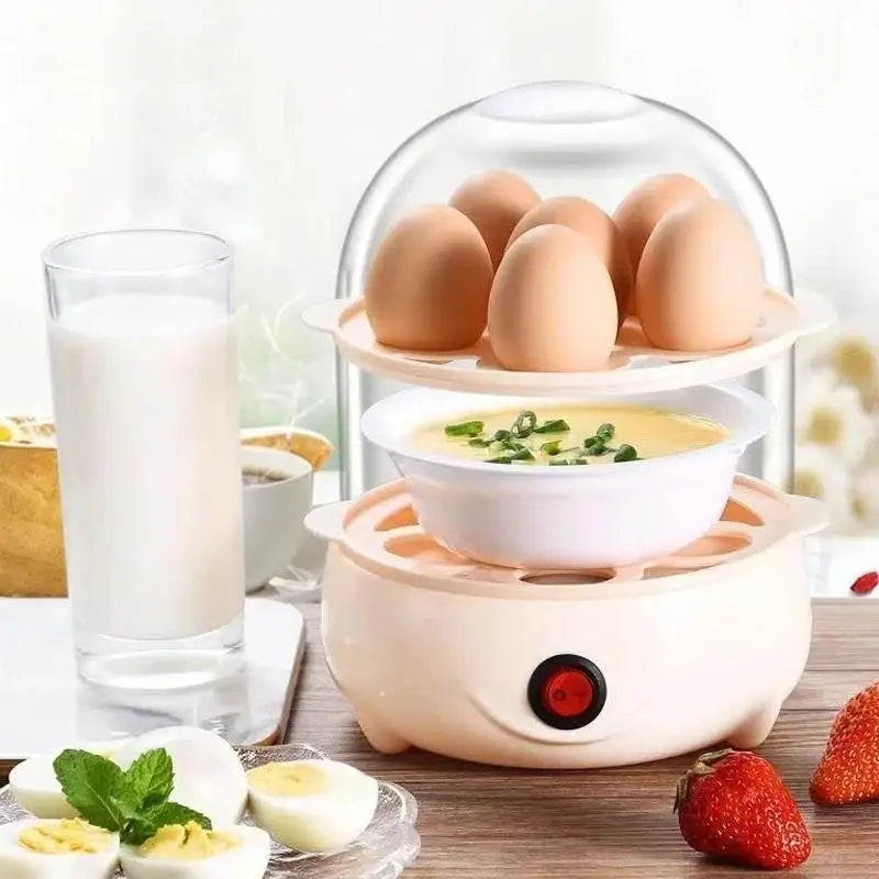Multifunctional Egg Boiler Electric Egg Steamer Cooking Breakfast Machine Double Layers Egg Cooker Mini Steamer Poacher Kitchen