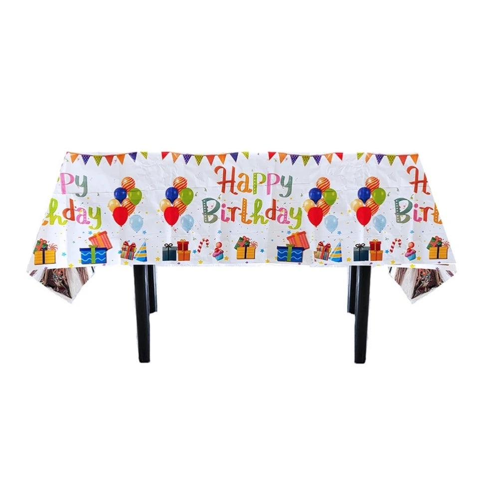 Rectangular Disposable Birthday Tablecloth Plastic Waterproof Tablecloth for Dinning Table 1st Birthday Decoration Baby Shower