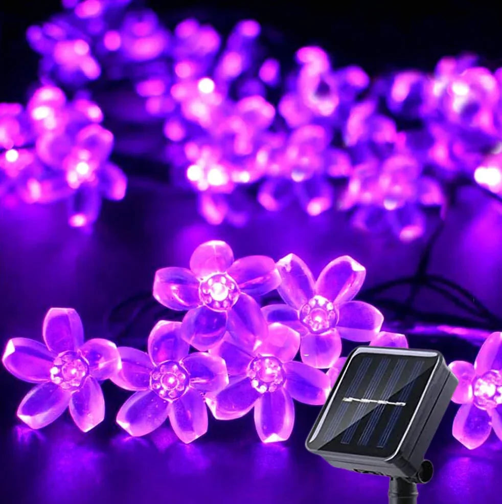 Solar Cherry Garden Flower LightsBattery-operated Garland Solar Outdoor Waterproof Lawn Pathway Christmas Decoration 2025