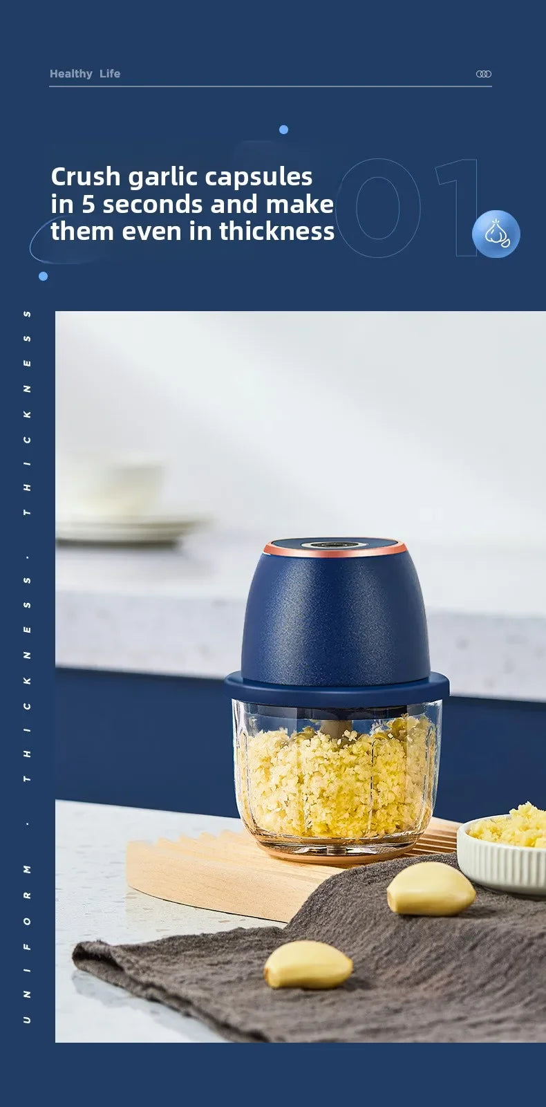TINSOL 350ML Electric Meat Grinder Food Chopper Garlic Masher USB Multi-Function Vegetable Slicer Blender Kitchen Mixer