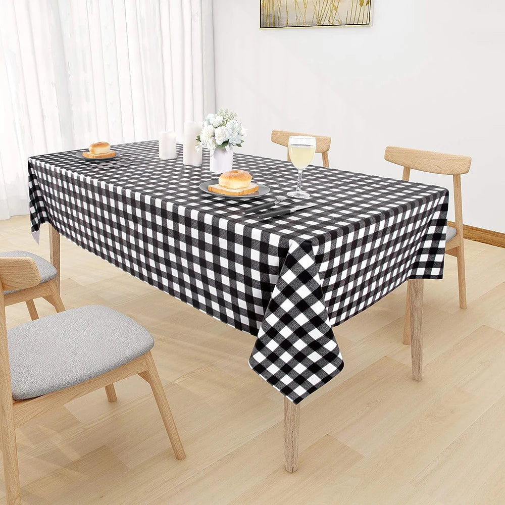 Red Black Checkered Disposable Tablecloth Wedding Birthday Party Indoor Outdoor Picnic Table Cover Plastic Waterproof Tablecloth